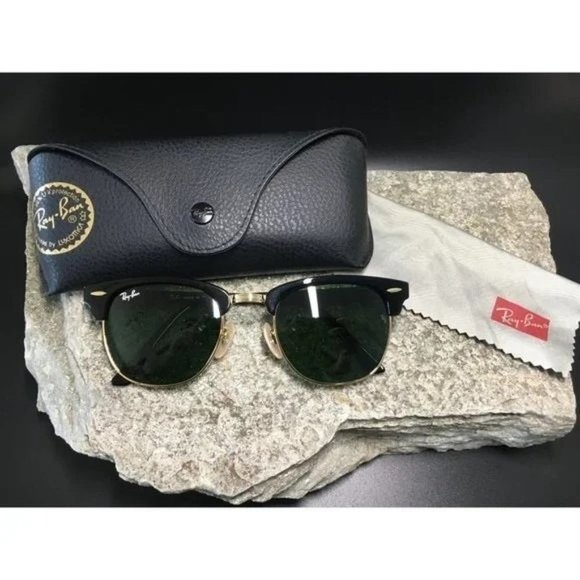 Wmn's Ray-Ban RB3016 Classic Retro Clubmaster Sun Black/Gold/Dk - Picture 2 of 7
